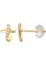 stunning tiny diamond accent cross baby earrings 